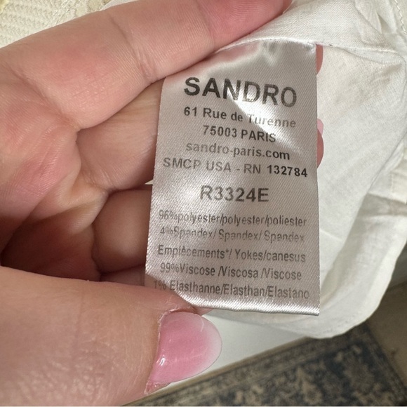 Sandro White Short Sleeve Mini Dress Size Small - Picture 6 of 9